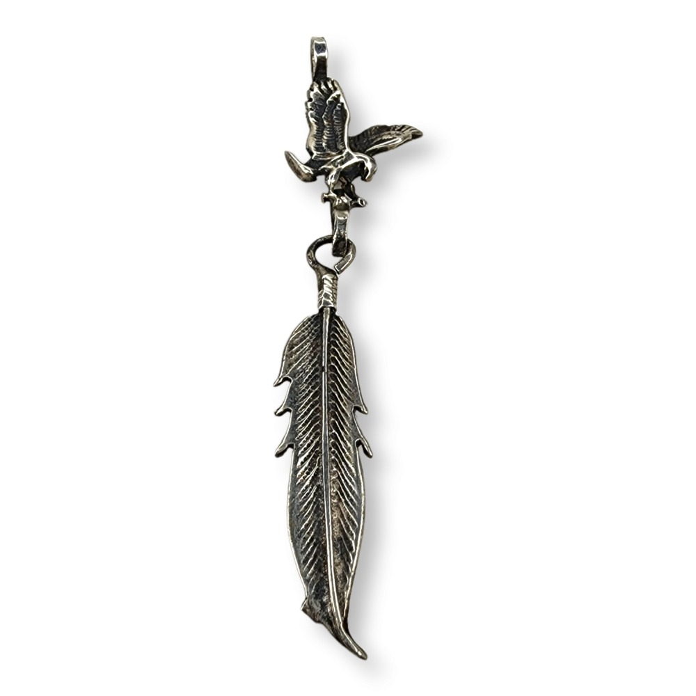 Vintage Pendant Sterling Silver Eagle and Feather Dangle Charm